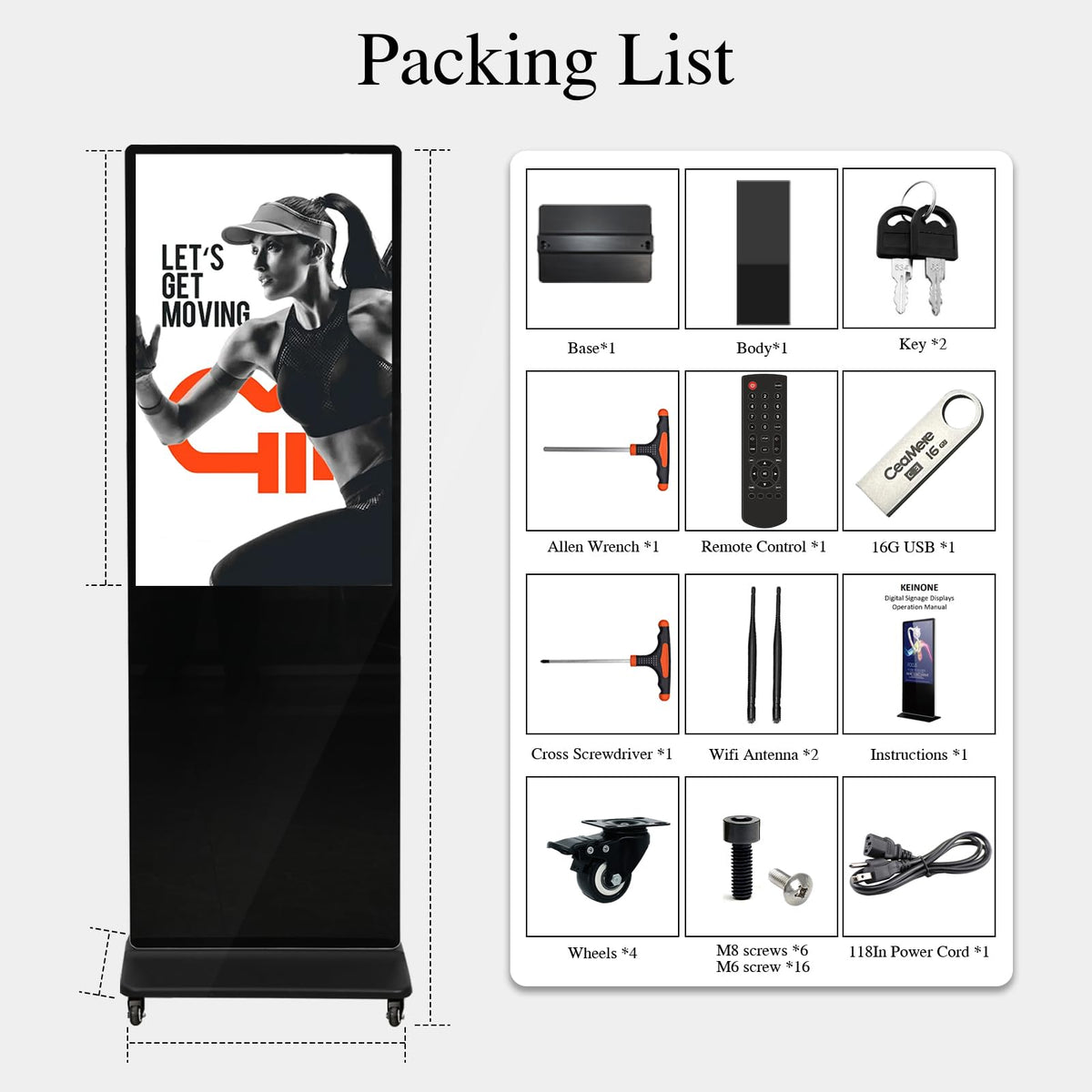 43" Touch Digital Signage Display Kiosk Floor Stand Advertising
