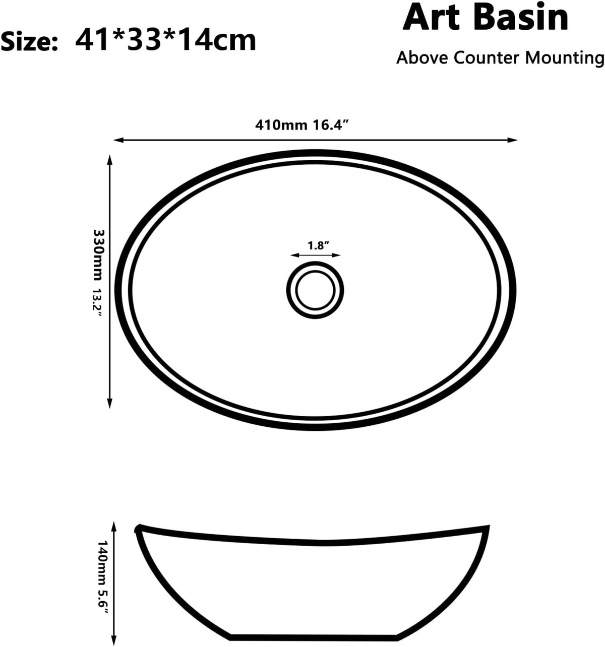 Marbling Oval Vessel Sink, 16x13 Inch