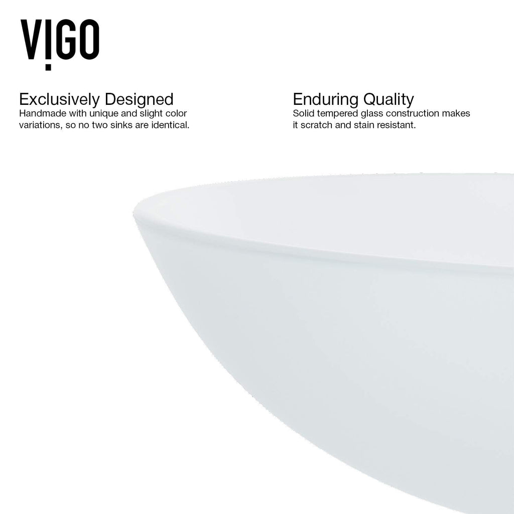Vigo Vessel Sink Copper - 17â Artistic Round Bowl Sink for Bathrooms, Tempered Glass Above Counter Bathroom Sink with NonStickShield, QuickDrain & TempGuard, Modern Luxury Design