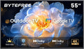55 inch Outdoor TV 4K UHD Smart Google TV, 1500 Nits IP55 Waterproof, HDR10, Dolby Vision & Atmos, 178Â° Wide Viewing Angle, Anti Glare, Partial Sun, WiFi & Bluetooth, Patio Backyard Poolside