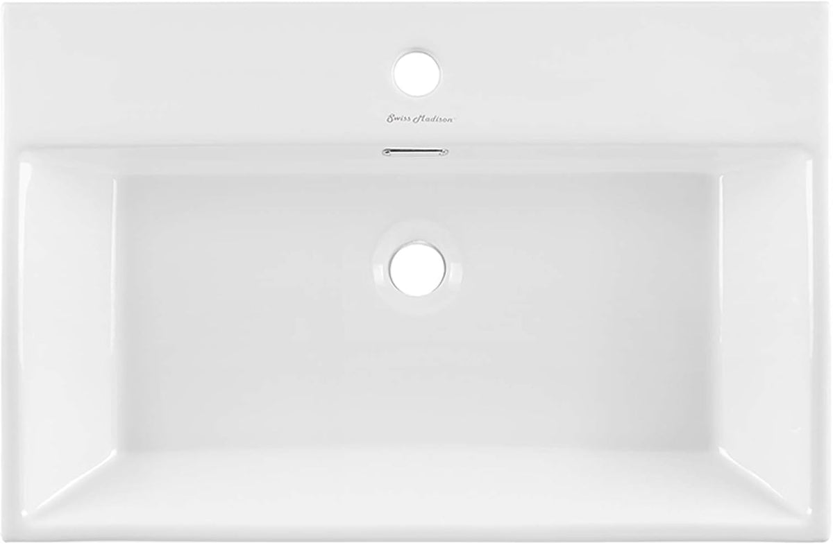 Claire 24" Ceramic Console Sink, White Basin Black Legs, with Overflow Drain