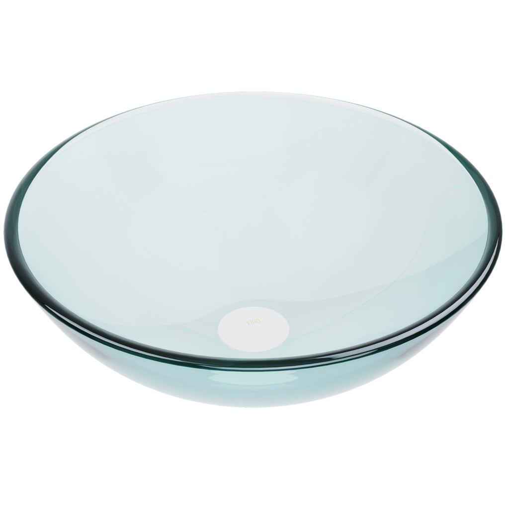 Vigo Vessel Sink Copper - 17â Artistic Round Bowl Sink for Bathrooms, Tempered Glass Above Counter Bathroom Sink with NonStickShield, QuickDrain & TempGuard, Modern Luxury Design