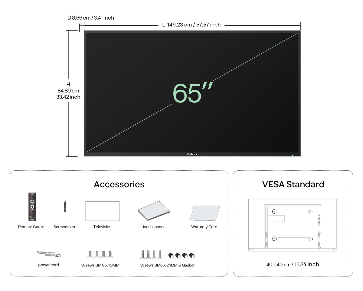 SYLVOX Outdoor TV, 55 inch Smart Waterproof Outdoor TV, 4K UHD Weatherproof