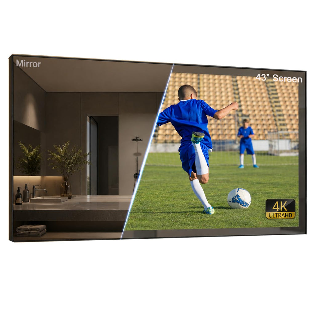 Soulaca 55 inches Smart Waterproof Mirror TV 4K UHD webOS Built-in ATSC DTV Tuner Voice Control, Large Bathroom & Indoor Hotel Resort Television Wall-Mount Big Screen Pool