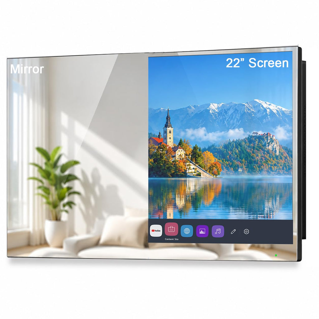 Soulaca 55 inches Smart Waterproof Mirror TV 4K UHD webOS Built-in ATSC DTV Tuner Voice Control, Large Bathroom & Indoor Hotel Resort Television Wall-Mount Big Screen Pool