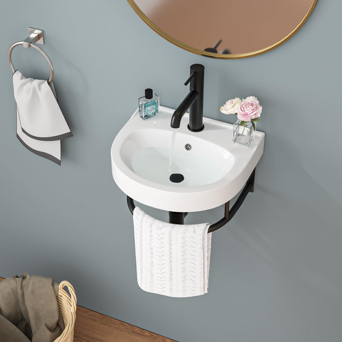 Sarlai Black Vessel Sink Rectangular - 24"x14" Modern Bathroom Vessel Sink Rectangle Above Counter Black Ceramic Porcelain Lavatory Vanity Sink Art Basin