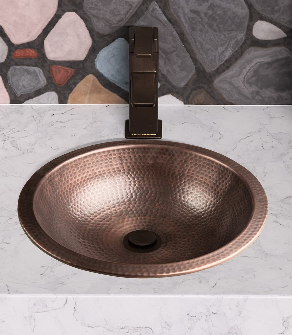 Monarch Abode Bathroom Sink â 16-Inch Rotunda Dual Mount Undermount or Drop In Bathroom Sinks, Bathrooms Hand Hammered Matte Black Aluminum Vanity Sink for Countertop, Powder Room, Bath, or Restroom