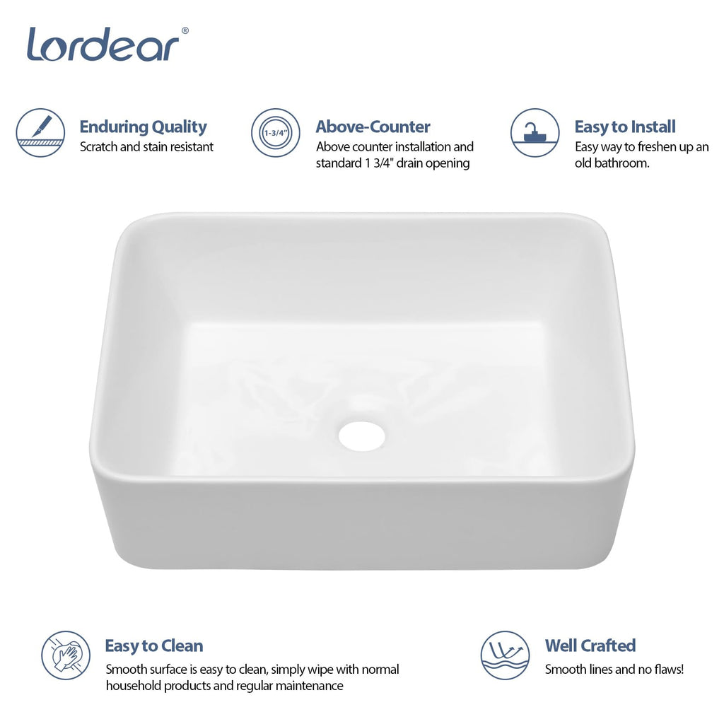Lordear Wall Mounted Vessel Sink 16x11 Inch, U-Shape White Porcelain Bathroom Sink with Black Faucet and Support Pedestal Legs, Wall Hung Vanity Sink with Towel Rack for Small Bathrooms