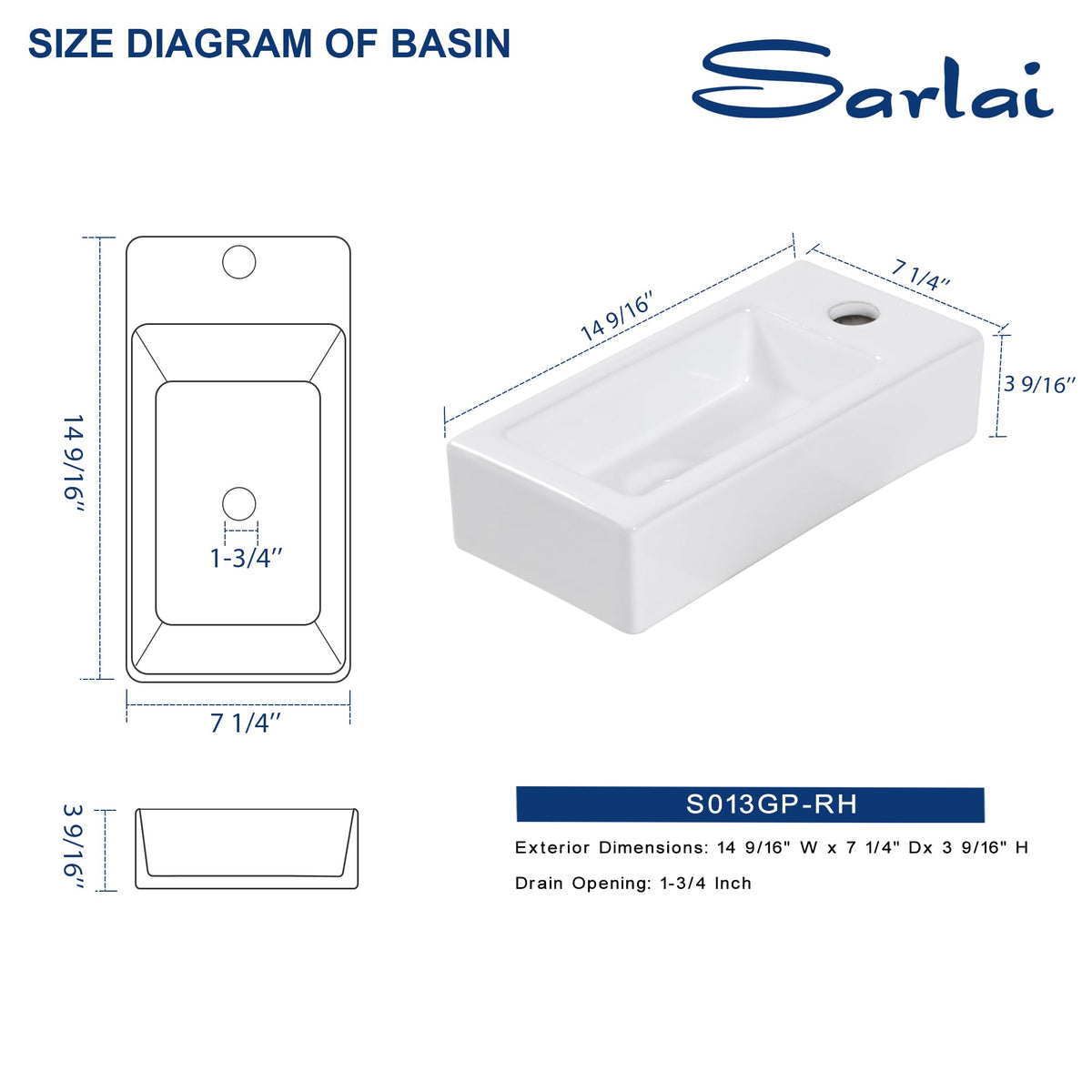 Sarlai Black Vessel Sink Rectangular - 24"x14" Modern Bathroom Vessel Sink Rectangle Above Counter Black Ceramic Porcelain Lavatory Vanity Sink Art Basin