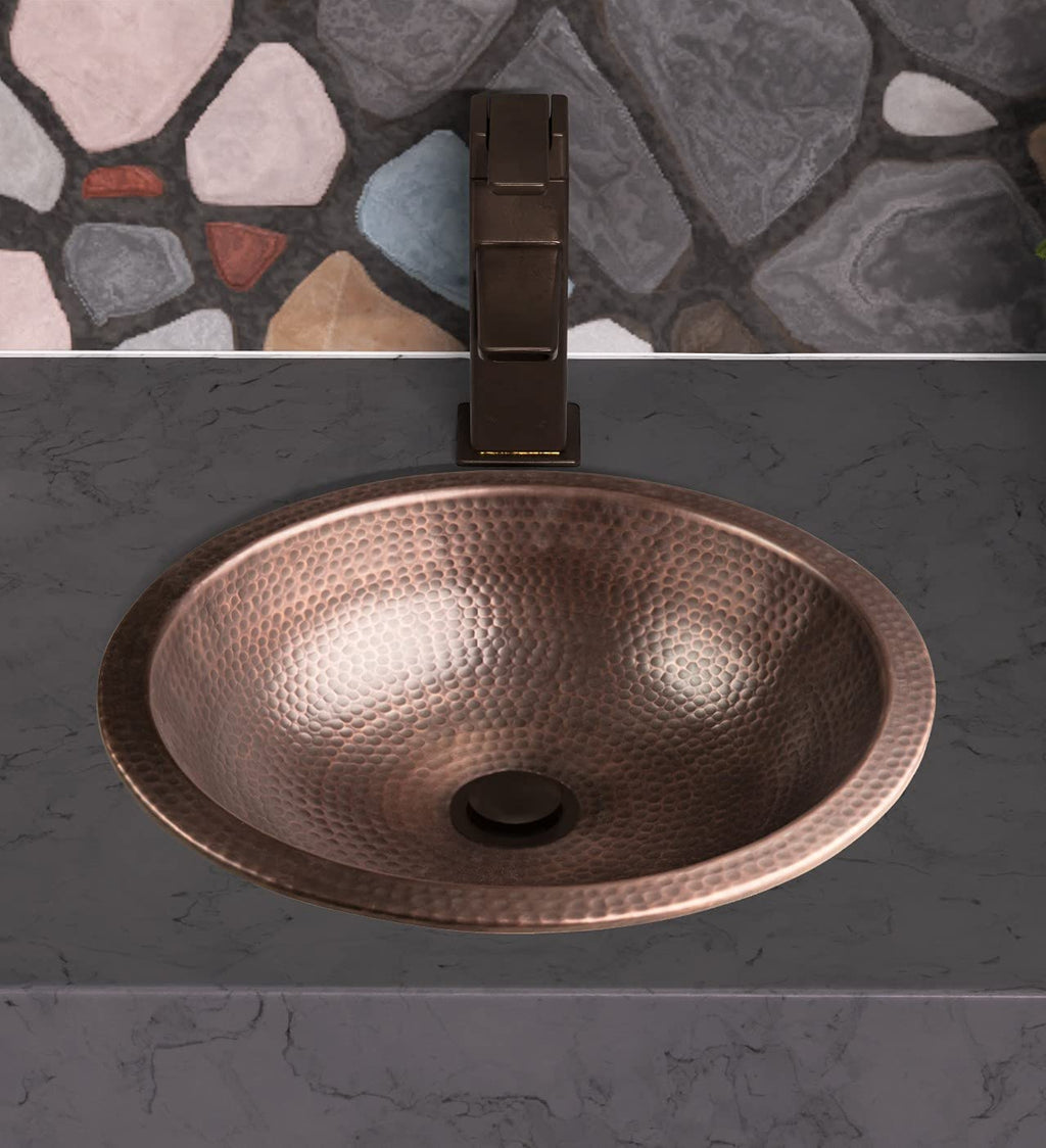 Monarch Abode Bathroom Sink â 16-Inch Rotunda Dual Mount Undermount or Drop In Bathroom Sinks, Bathrooms Hand Hammered Matte Black Aluminum Vanity Sink for Countertop, Powder Room, Bath, or Restroom