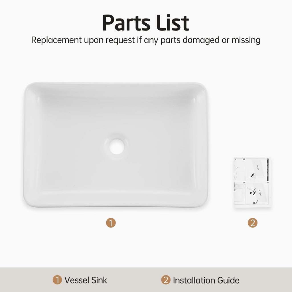 KES Matte Black 20 Inch Bathroom Vessel Sink Above Counter Rectangular Countertop Sink for Cabinet Lavatory Vanity, Ceramic, BVS123S50-BK