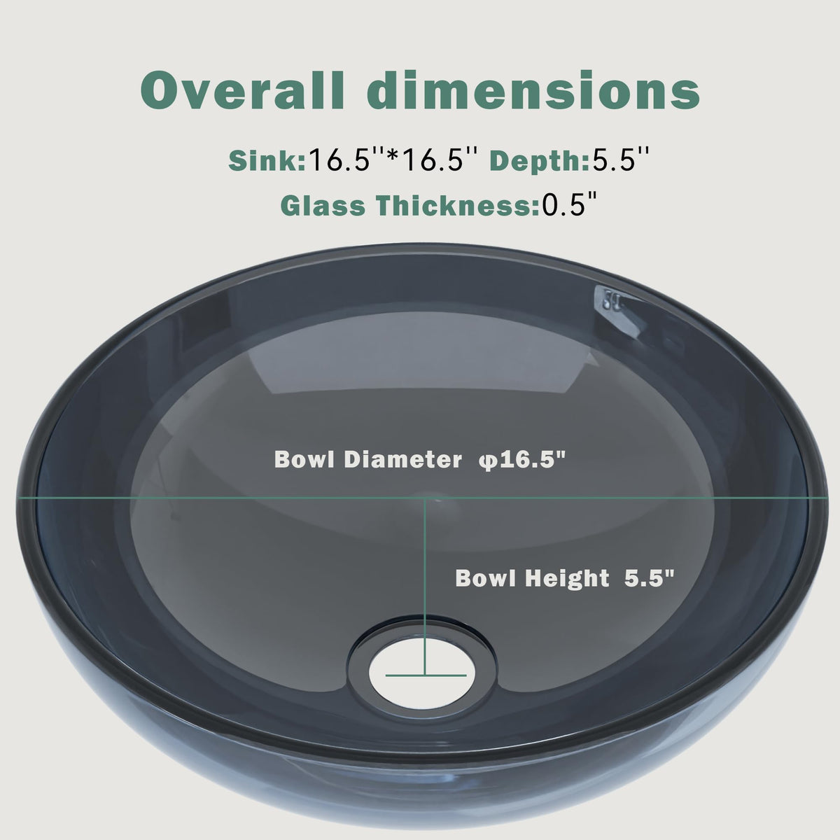 Design Vessel Sink Concrete Bathroom Sink above Counter Small Vessel Sink Bathroom Sink Bowl Countertop Modern Sinks with Faucet and Drain Combo 15.7" Round Gray