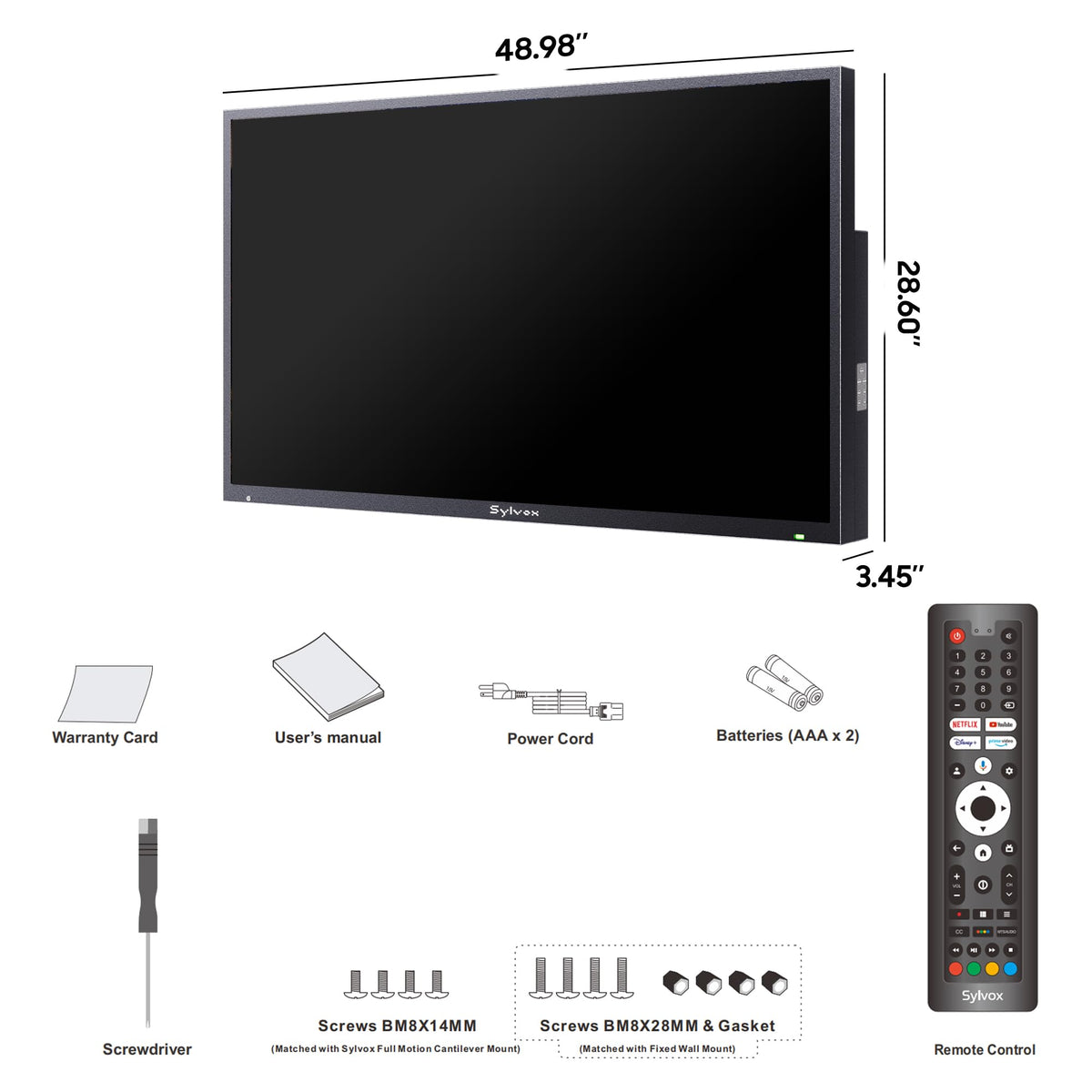 SYLVOX 43 Inch Outdoor TV, Weatherproof Google TV, IP56 Waterproof TVs