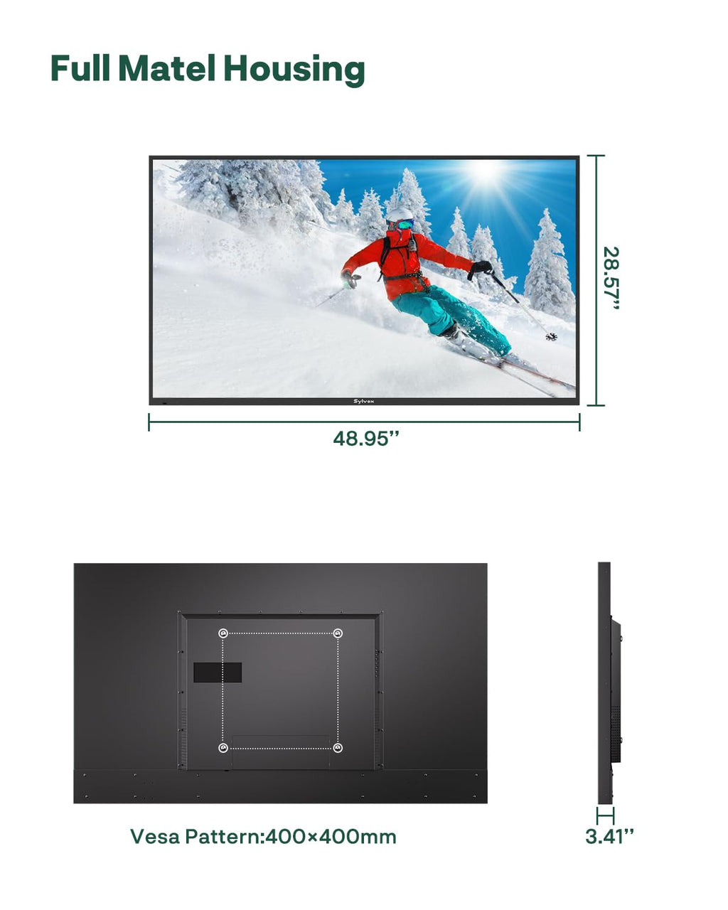 SYLVOX 65'' Outdoor TV, Premium Ultra-Narrow Bezel, IP56 Weatherproof, 1,000-Nit 4K UHD Anti-Glare Screen, Smart Google TV, All-Metal Durable Outdoor TV for Deck, Patio, Partial Sun (Frameless, 2026)