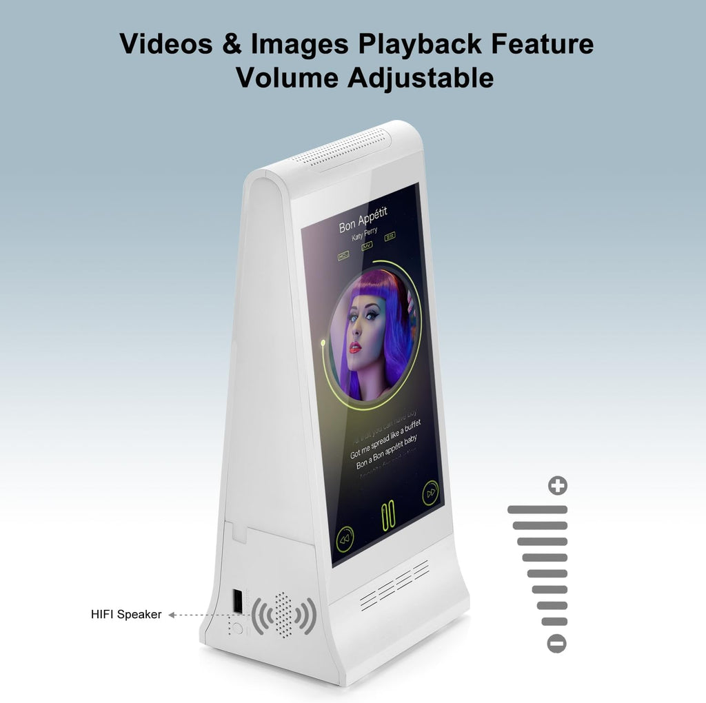 WeADS Double-Sided Digital Signage Display, Rechargeable 23,200mAh Battery with Phone Charging Function, Portable Digital Menu Board, Chalk Board Sign & Sign Holder for Business & Commercial Use(White)