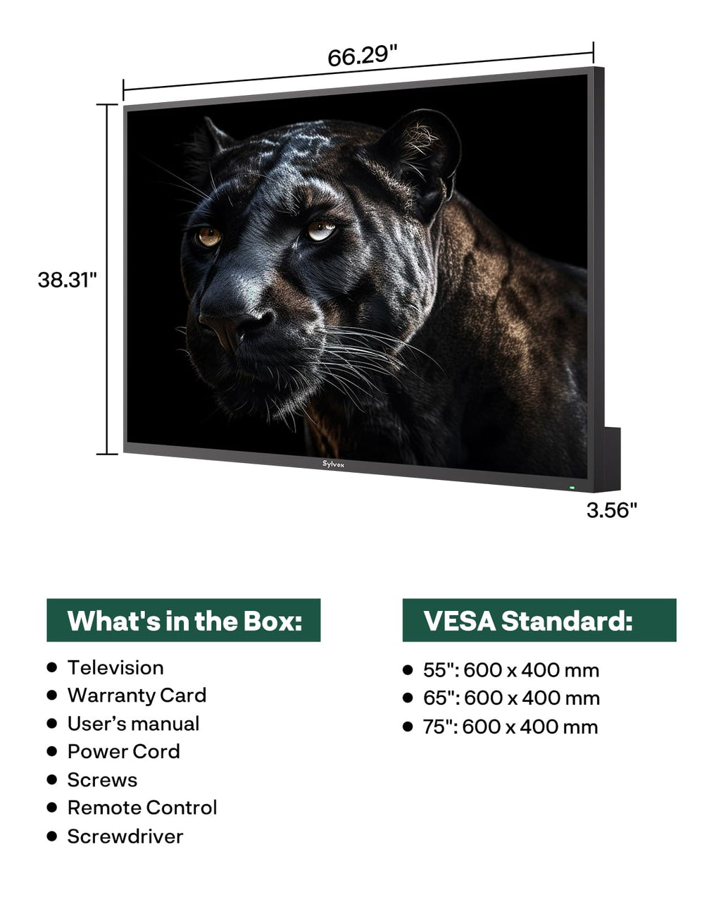 SYLVOX Outdoor TV, 55 inch Smart Waterproof Outdoor TV, 4K UHD Weatherproof