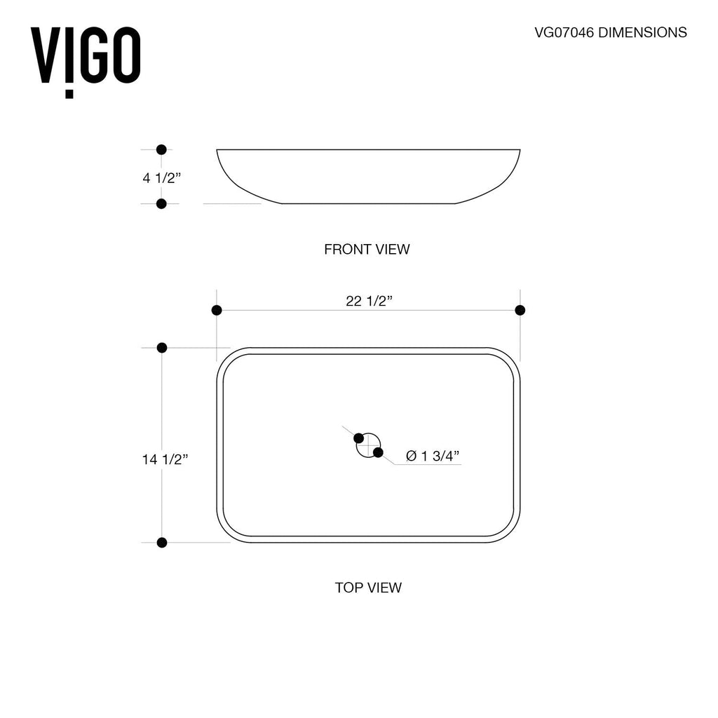Vigo Vessel Sink Brown - 23â Artistic Rectangular Bathroom Vessel Sink, Tempered Glass Above Counter Sink with NonStickShield & QuickDrain, Modern Luxury Design