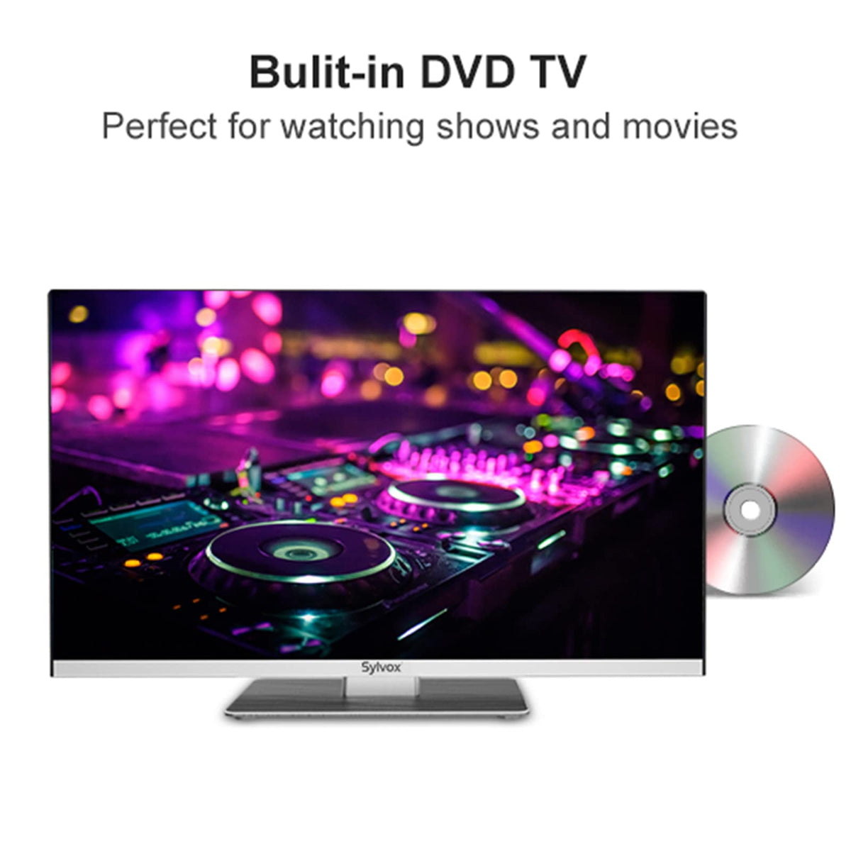 SYLVOX 24-Inch Smart RV TV, QLED 1080P FHD, Built-in DVD Player, Google TV OS, Wide Voltage Support 12V/24V AC/DC Television for RV & Home, HDMI & USB