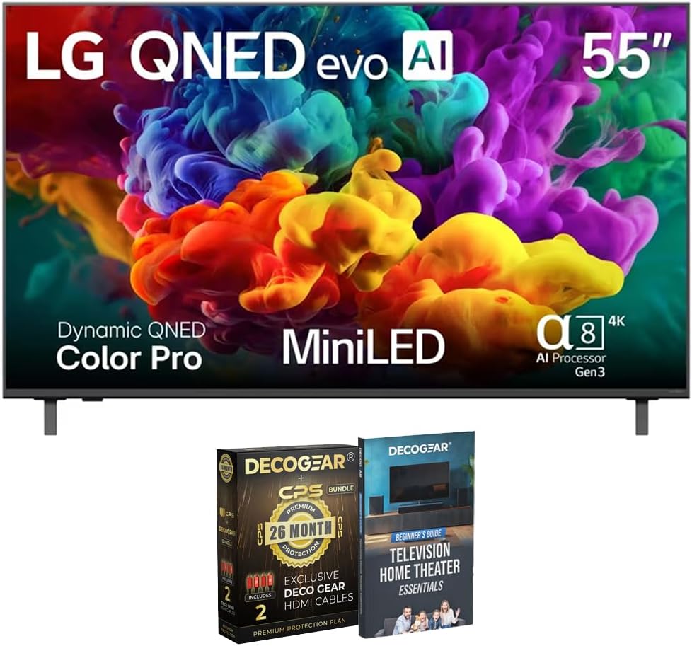 LG 75" QNED evo AI QNED84B Mini LED 4K Smart TV (75QNED84BUA) Bundle with Television Home Theater Beginner's Guide + Deco Gear CPS Exclusive 26 Month Extended Protection + 2X 6FT 4K HDMI 2.0 Cable
