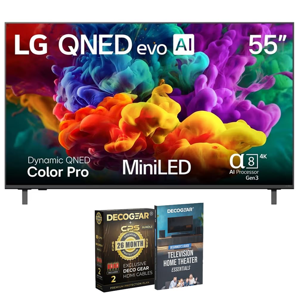 LG 75" QNED evo AI QNED84B Mini LED 4K Smart TV (75QNED84BUA) Bundle with Television Home Theater Beginner's Guide + Deco Gear CPS Exclusive 26 Month Extended Protection + 2X 6FT 4K HDMI 2.0 Cable