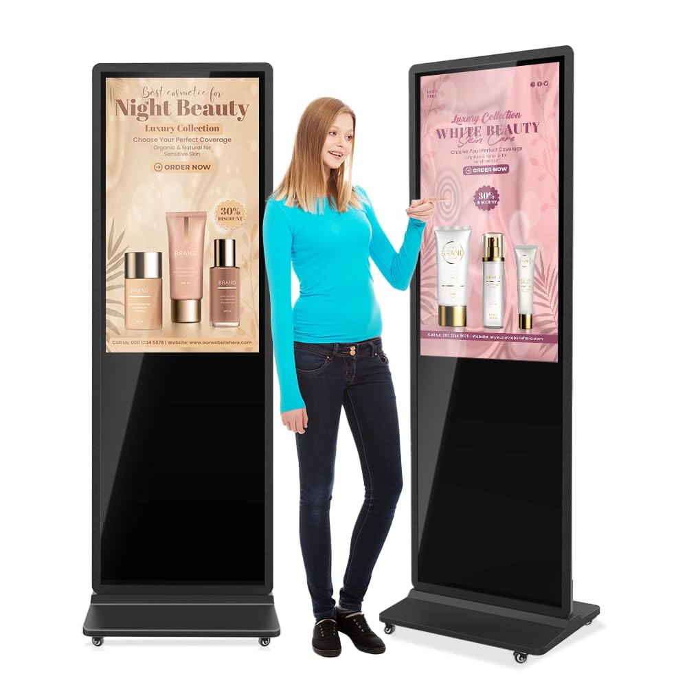 MWE 43 Inch Indoor Floor Standing Digital Signage Advertising Display Kiosk LCD Screen Commercial Totem Android System Vertical Poster with Auto Media Player