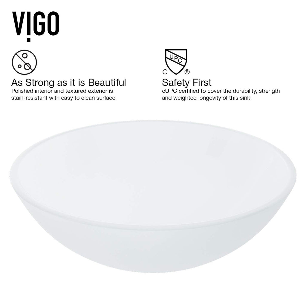 Vigo Vessel Sink Copper - 17â Artistic Round Bowl Sink for Bathrooms, Tempered Glass Above Counter Bathroom Sink with NonStickShield, QuickDrain & TempGuard, Modern Luxury Design