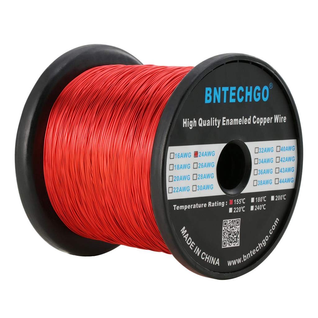 BNTECHGO 24 AWG Magnet Wire 3 lb Red Enameled Copper Wire 0.0197"(0.50mm)