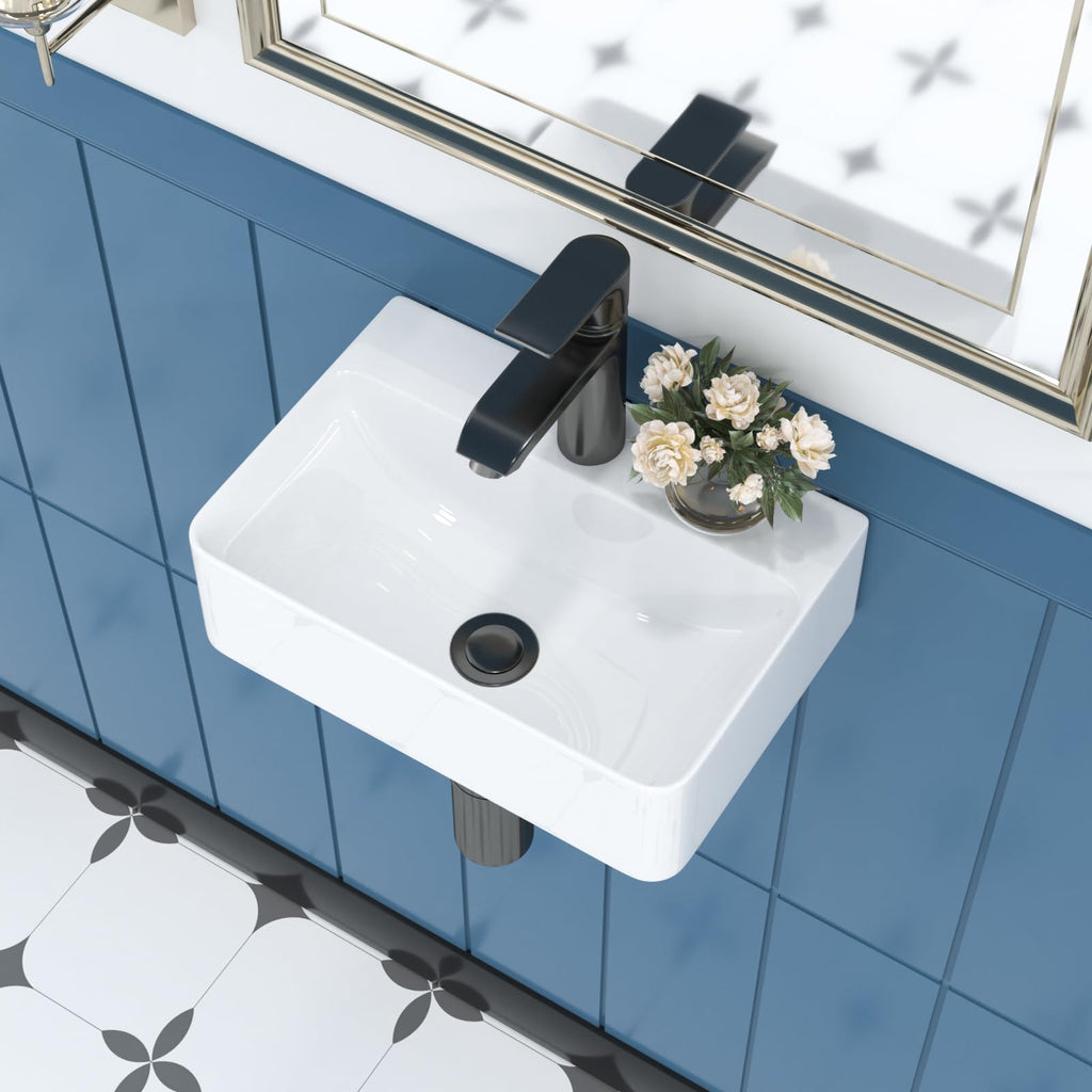 Sarlai Black Vessel Sink Rectangular - 24"x14" Modern Bathroom Vessel Sink Rectangle Above Counter Black Ceramic Porcelain Lavatory Vanity Sink Art Basin