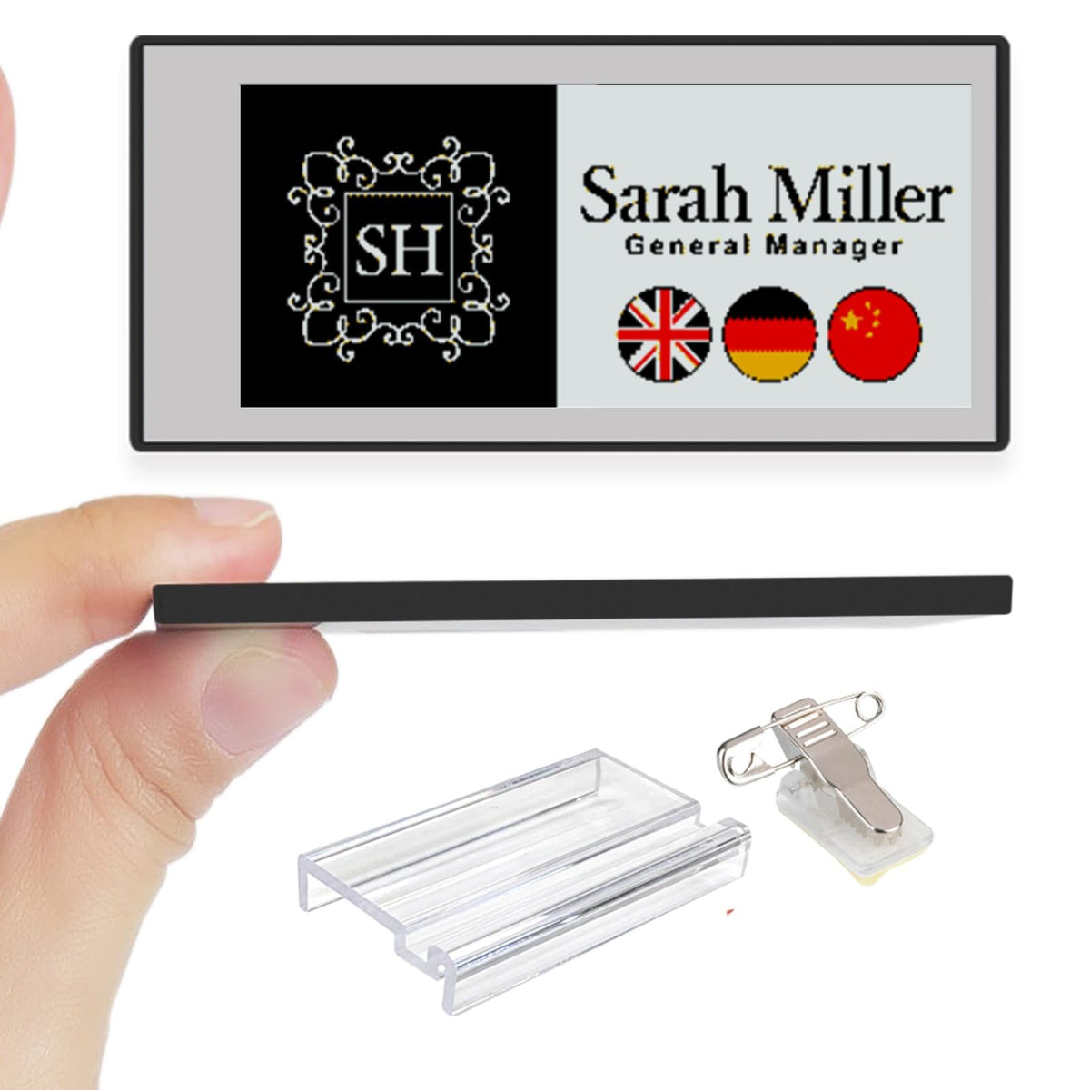 [Santek] EZ Sign NFC E-Paper Display â No Battery, Ultra-Thin 0.13â, Rewritable 4-Color Digital Display, App-Controlled (iOS/Android/PC), IP65 (Silver, 2.9" 6pcs, No Stand and Clip Included)