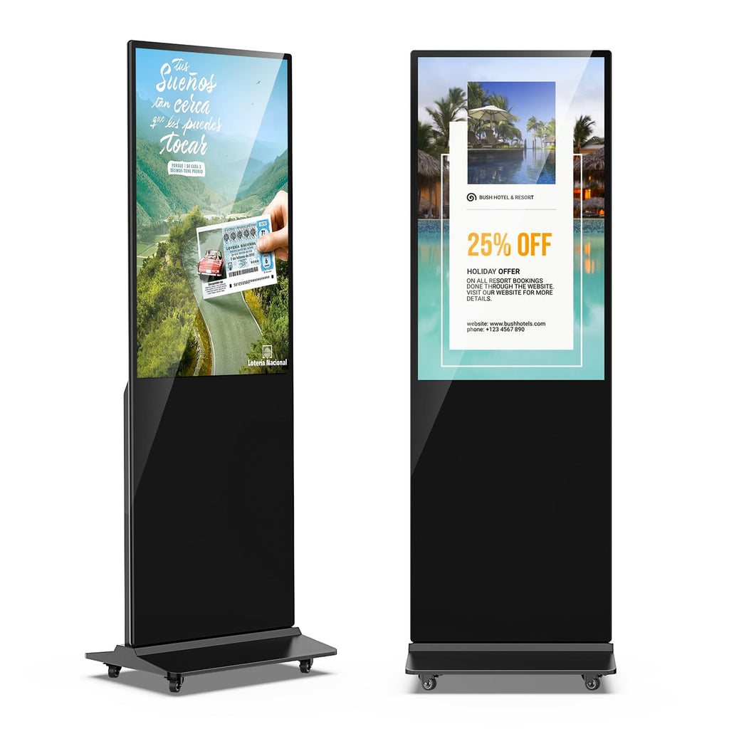 JIYANG 49 Inch Touchscreen Digital Signage Display Kiosk, Indoor Floor Standing LCD Advertising Display with Android Media Player, HDMI/USB/WiFi Input Auto Split Screenï¼Blackï¼