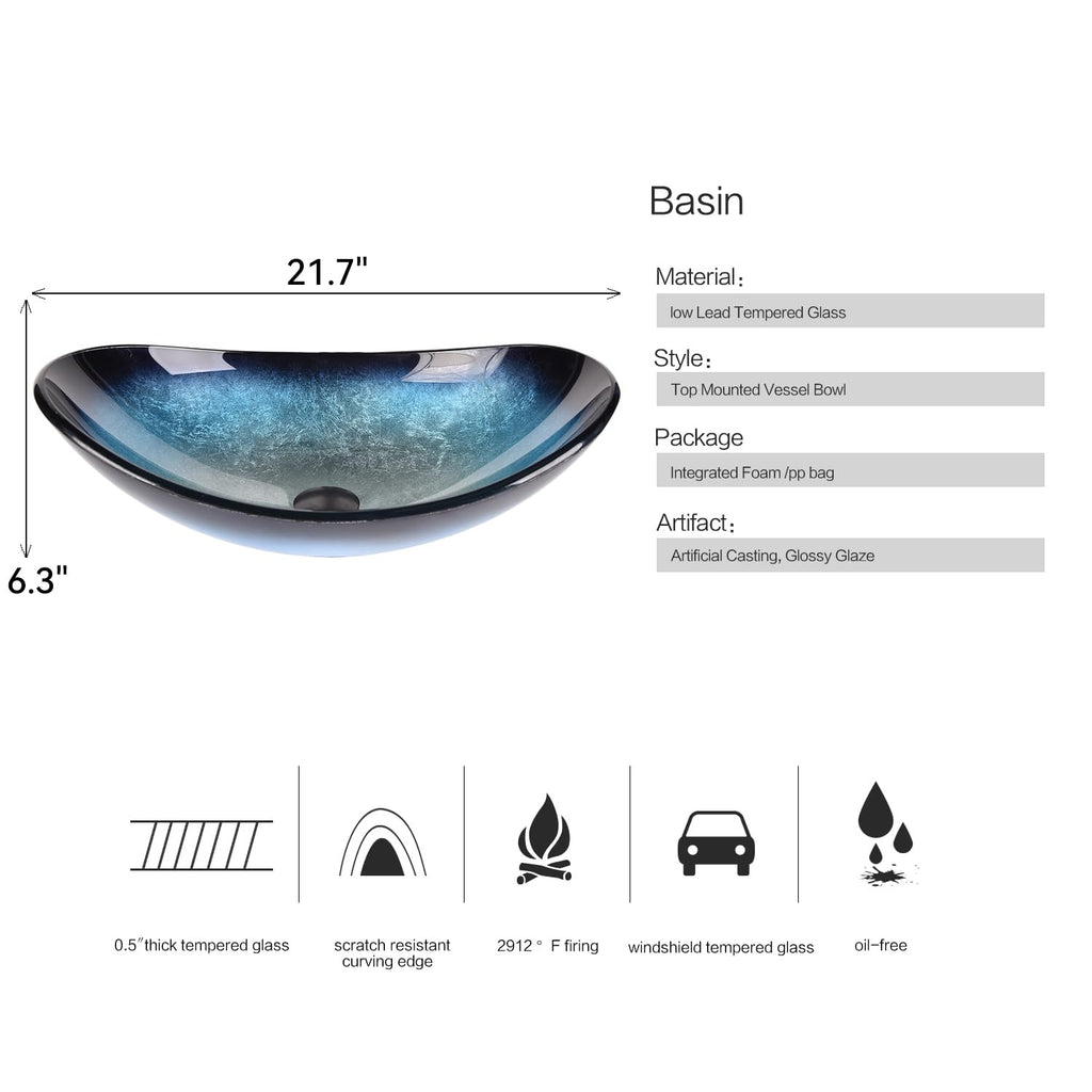Bathroom Leaf Shape Artistic Glass Vessel Sink, Brown