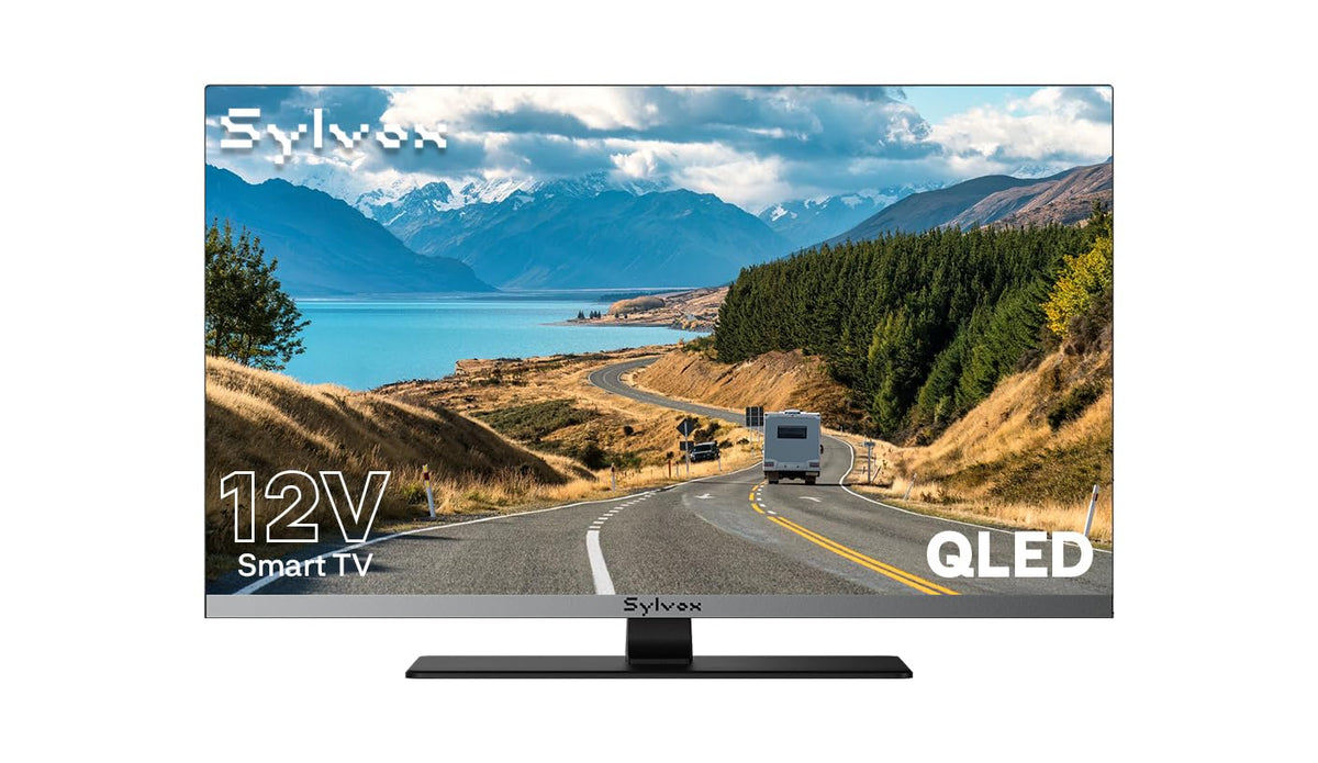 SYLVOX 24-Inch Smart RV TV, QLED 1080P FHD, Built-in DVD Player, Google TV OS, Wide Voltage Support 12V/24V AC/DC Television for RV & Home, HDMI & USB