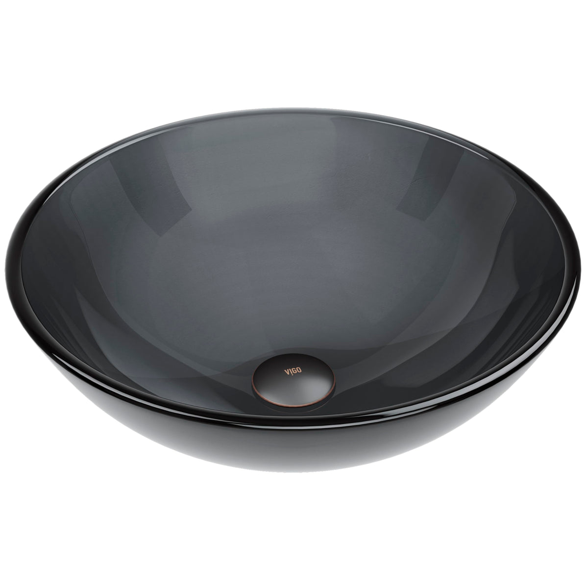 Vigo Vessel Sink Copper - 17â Artistic Round Bowl Sink for Bathrooms, Tempered Glass Above Counter Bathroom Sink with NonStickShield, QuickDrain & TempGuard, Modern Luxury Design