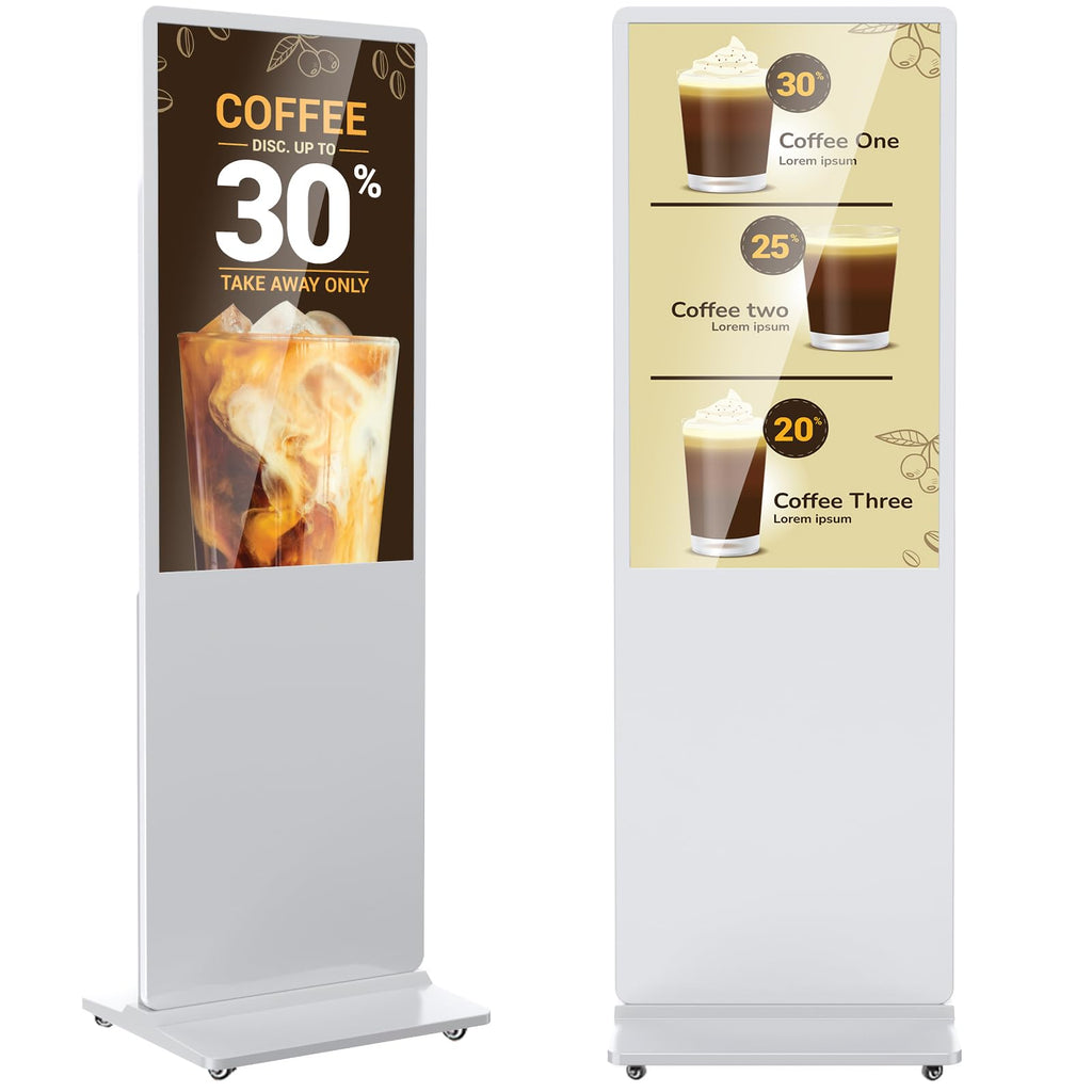 32 inch Indoor Digital Signage LCD Screen IPS Floor Standing Digital Kiosks Interactive Displays with WiFi HDMI/USB Input Auto AD Player, Android OS Black