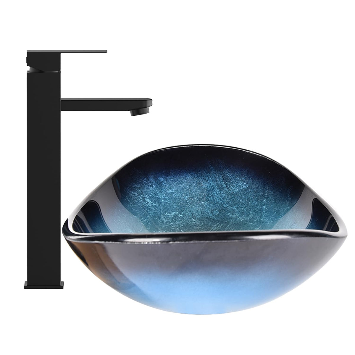 Bathroom Leaf Shape Artistic Glass Vessel Sink, Brown