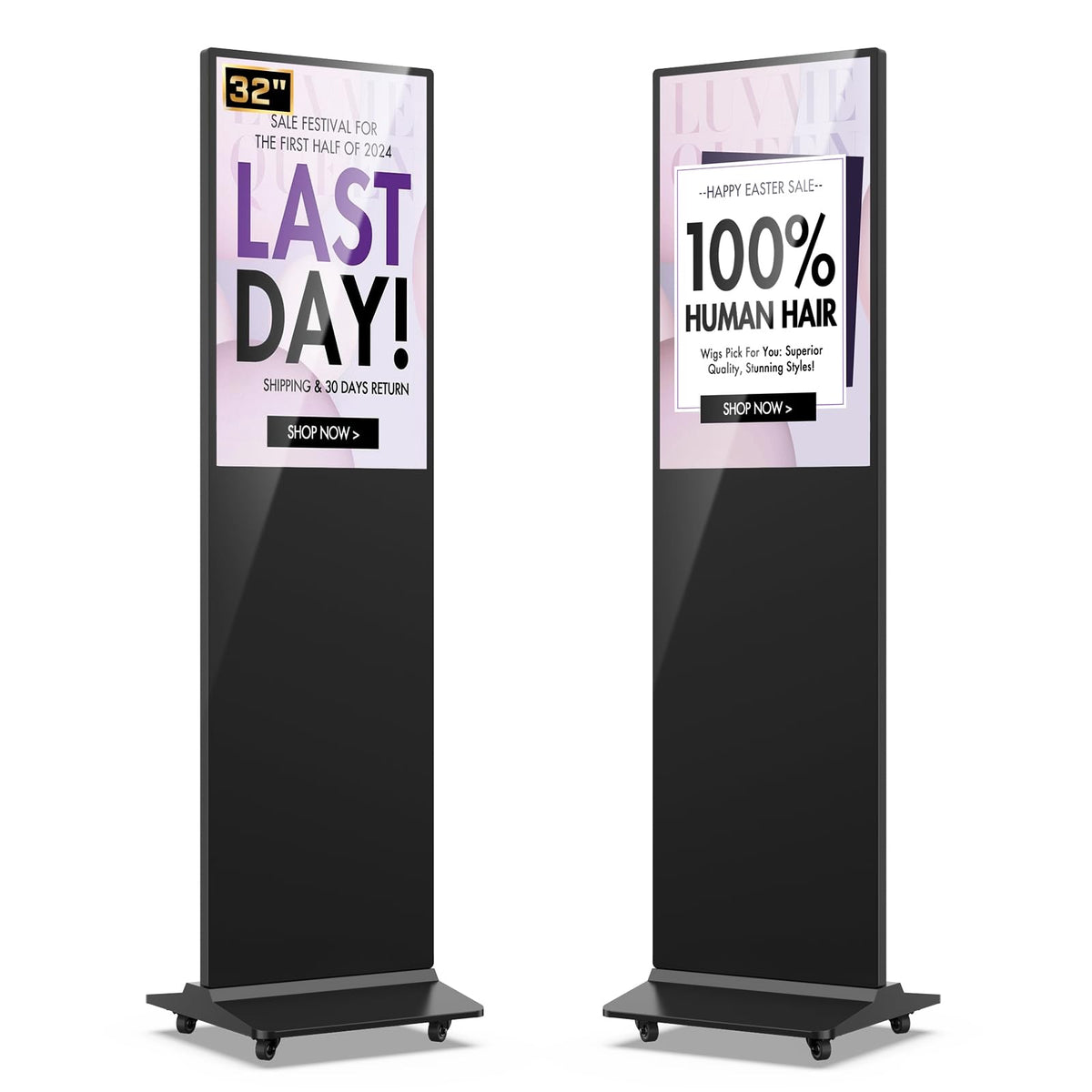 MWE 43 Inch Indoor Floor Standing Digital Signage Advertising Display Kiosk LCD Screen Commercial Totem Android System Vertical Poster with Auto Media Player