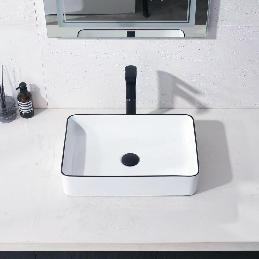 20 inch Black Vessel Sink Rectangular 20x14 Bathroom Above Counter