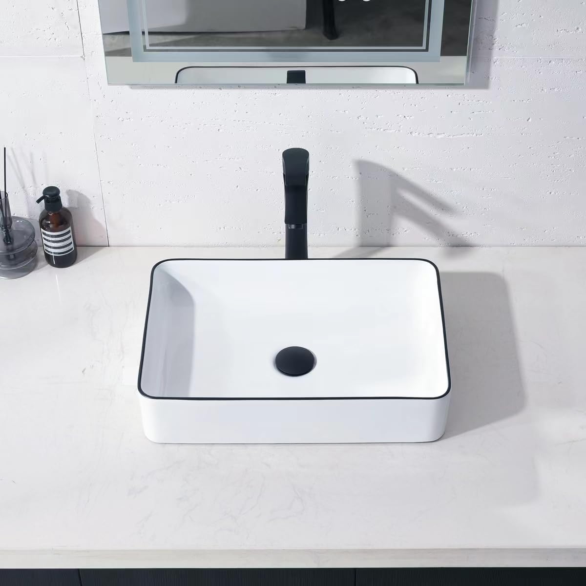 20 inch Black Vessel Sink Rectangular 20x14 Bathroom Above Counter