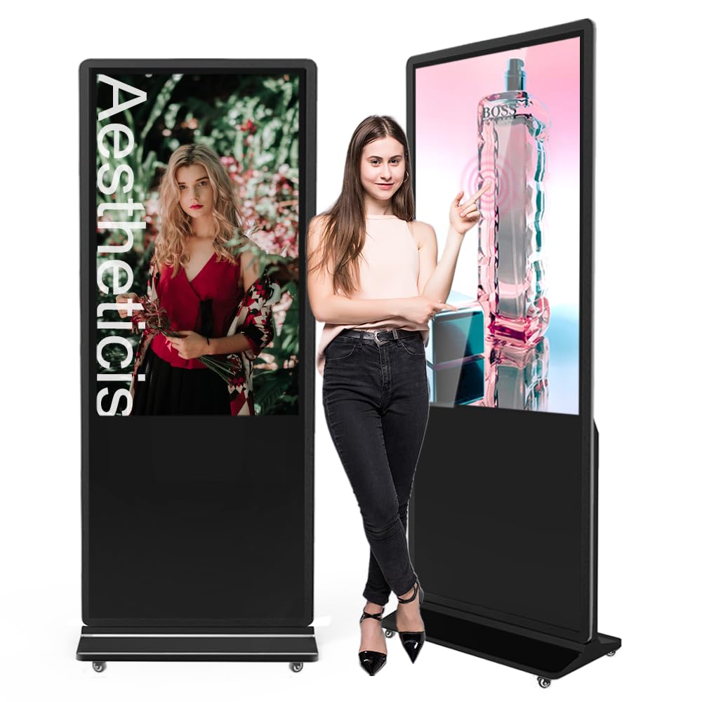 MWE 43 Inch Indoor Floor Standing Digital Signage Advertising Display Kiosk LCD Screen Commercial Totem Android System Vertical Poster with Auto Media Player