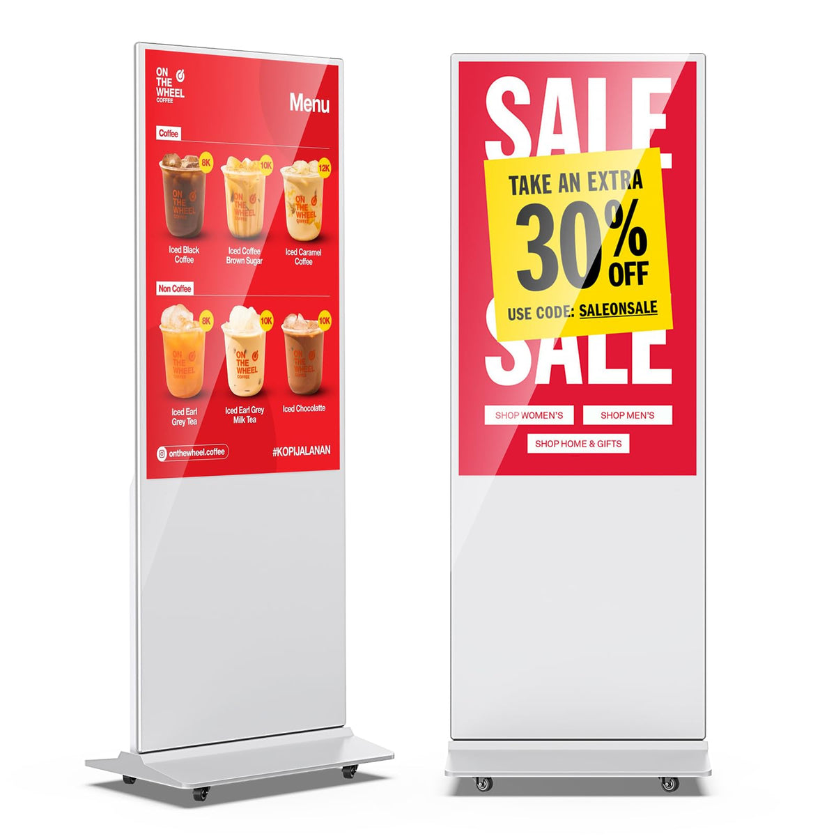 JIYANG 49 Inch Touchscreen Digital Signage Display Kiosk, Indoor Floor Standing LCD Advertising Display with Android Media Player, HDMI/USB/WiFi Input Auto Split Screenï¼Blackï¼