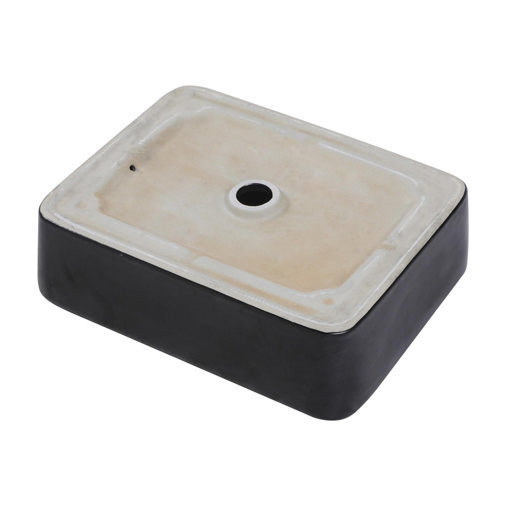 Sarlai Black Vessel Sink Rectangular - 24"x14" Modern Bathroom Vessel Sink Rectangle Above Counter Black Ceramic Porcelain Lavatory Vanity Sink Art Basin
