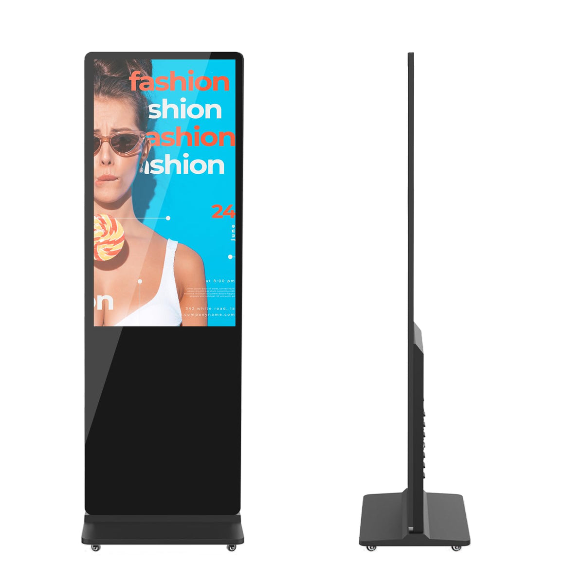 MWE 43 Inch Indoor Floor Standing Digital Signage Advertising Display Kiosk LCD Screen Commercial Totem Android System Vertical Poster with Auto Media Player