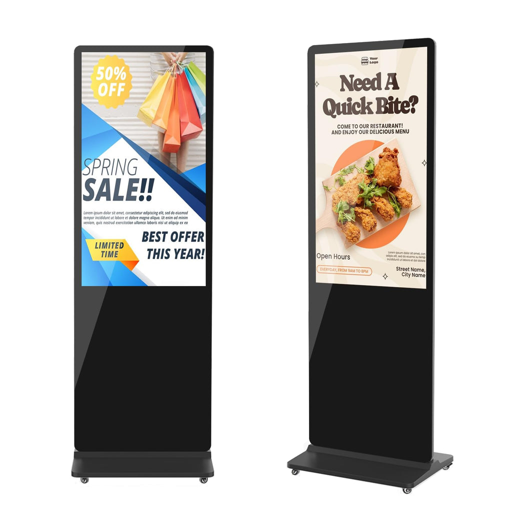 MWE 43 Inch Indoor Floor Standing Digital Signage Advertising Display Kiosk LCD Screen Commercial Totem Android System Vertical Poster with Auto Media Player