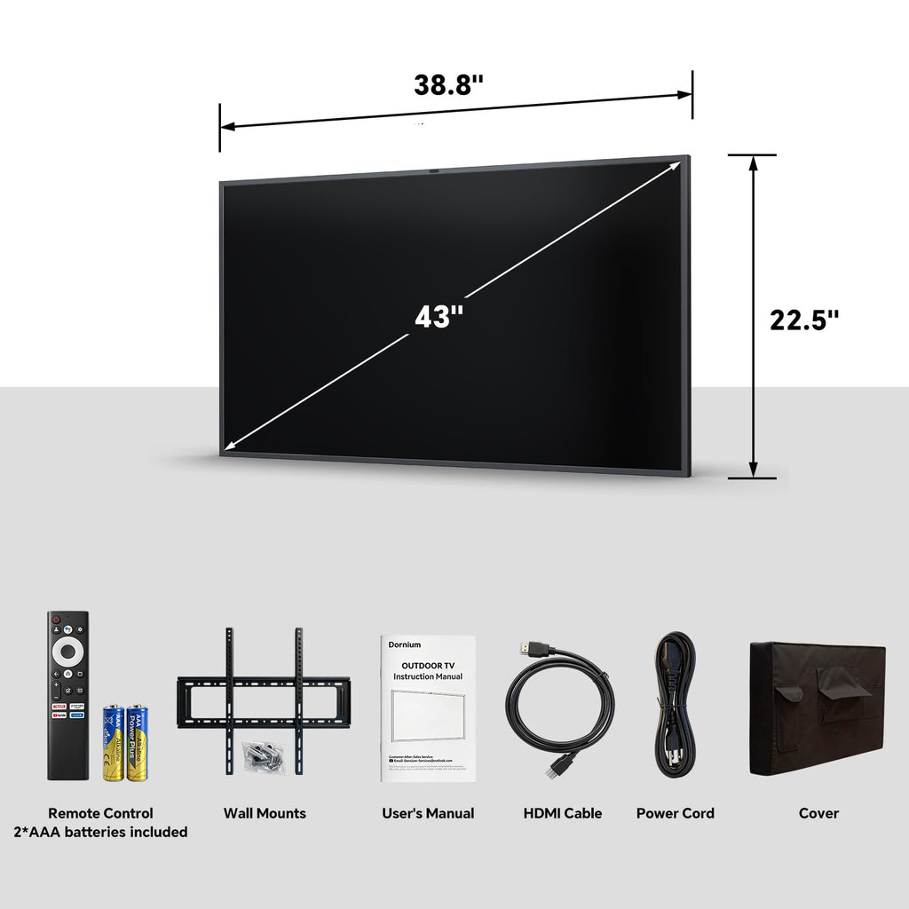 55 Inch Outdoor TV, 1500 Nits Hight Brightness, IP66 Waterproof TV