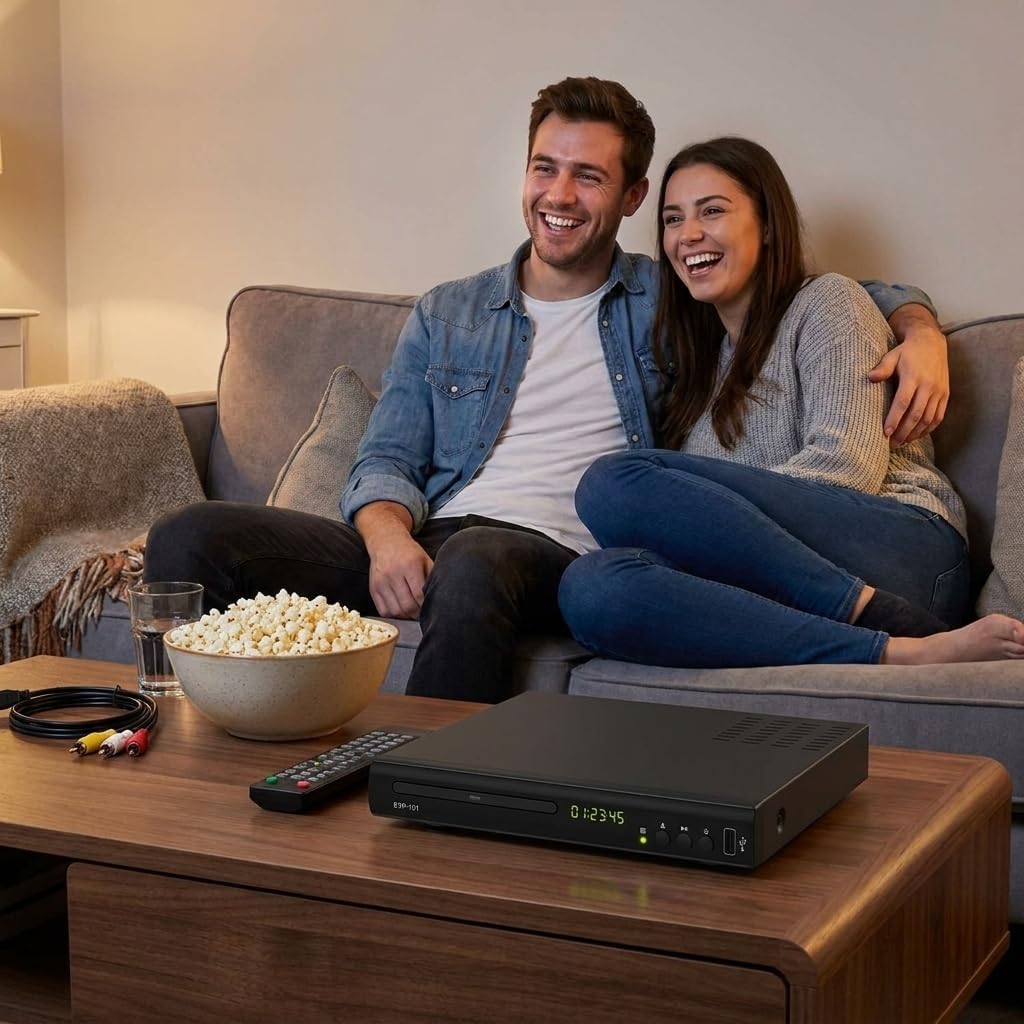 Blu Ray DVD Player, 1080P Home Theater Disc System, Play All DVDs and Region A 1 Blu-Rays, Support Max 128G USB Flash Drive + HDMI/AV/Coaxial Output + Built-in PAL/NTSC with HDMI/AV Cable