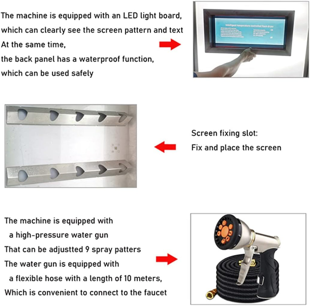 CALCA 40W Screen Printing Steel Washout Booth 33.8in w/Backlit System with 9 Spary Patters