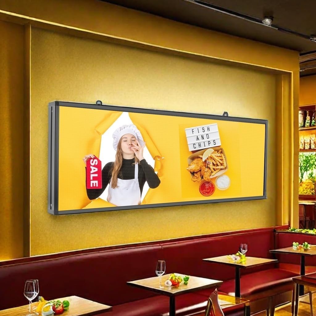 P10 Programmable LED SIGN 40"Ã8" Scrolling LED Display, High Brightness & IP65 Waterproof Indoor Outdoor Digital Signage led screen, Open Signs Welcome Sign for Store Business Advertising