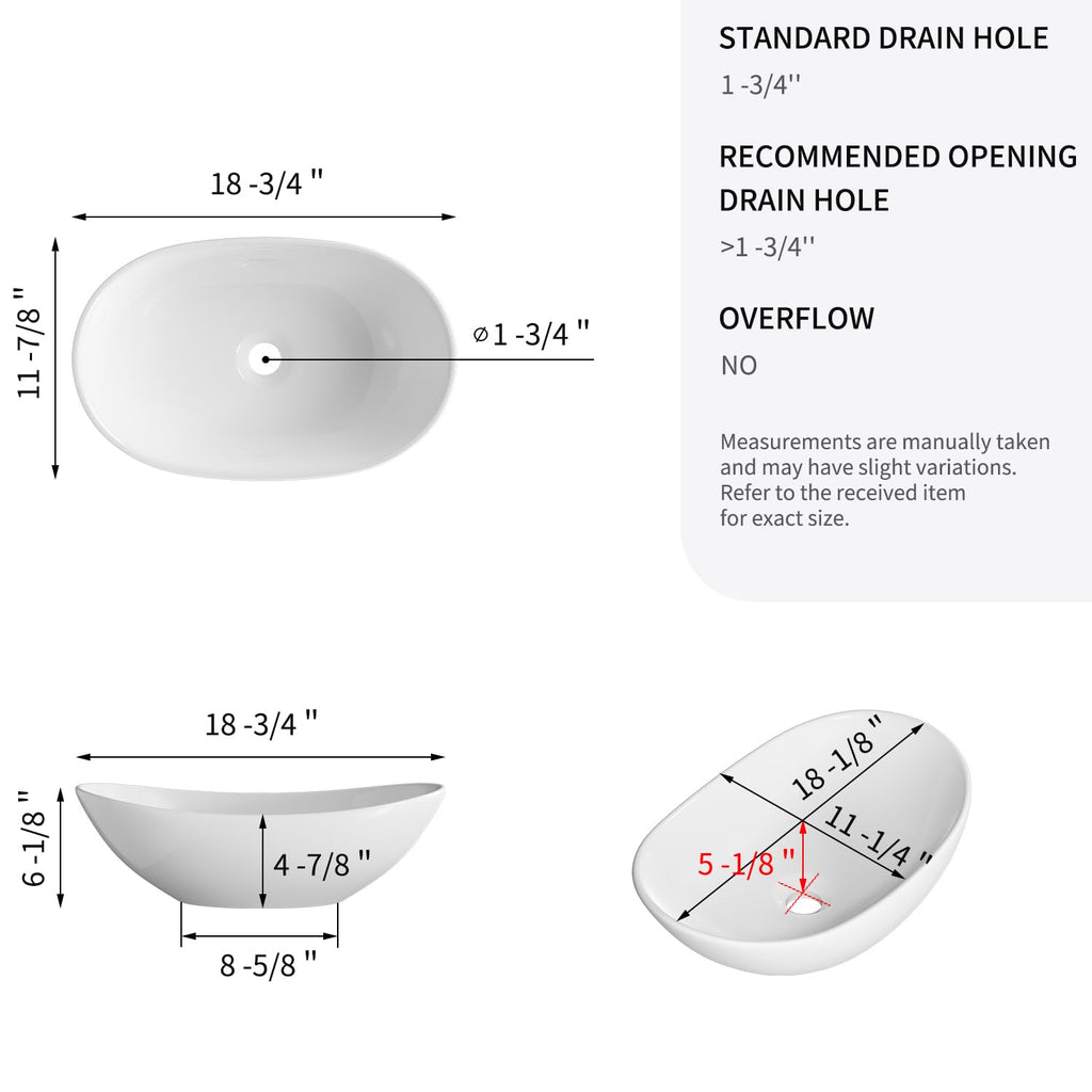 Large Bathroom Vessel Sinks: 24â³x14â³ Oval Bathroom Sink Bowl, Countertop Bathroom Sinks Ceramic Bathroom Vanity Sink Modern Vessel Sinks for Bathrooms