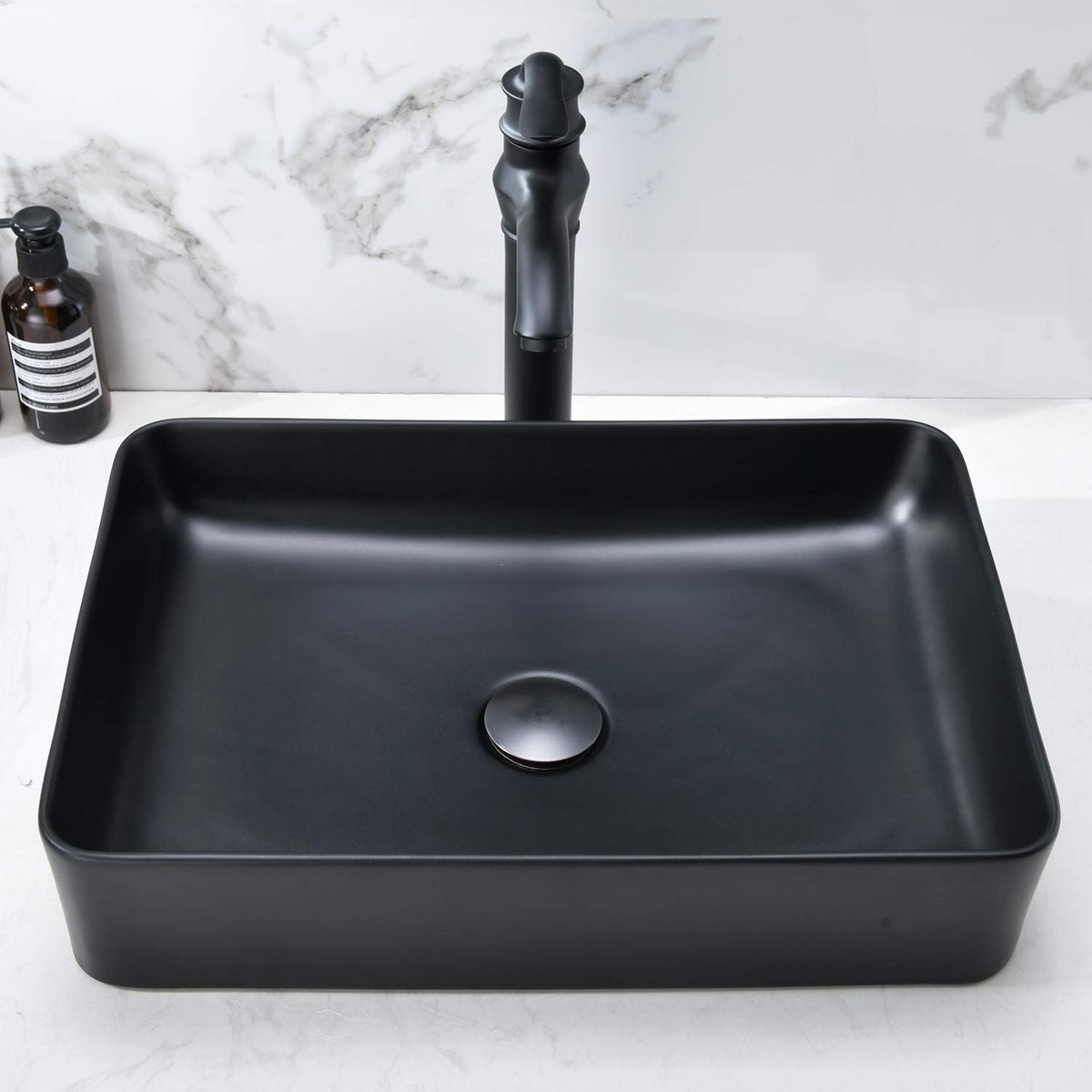 20 inch Black Vessel Sink Rectangular 20x14 Bathroom Above Counter