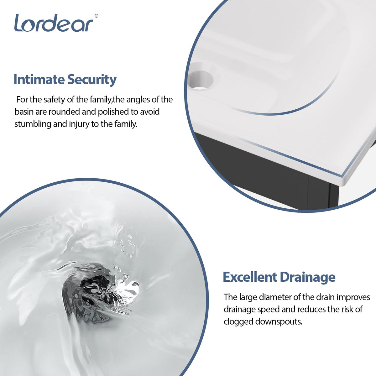 Lordear Wall Mounted Vessel Sink 16x11 Inch, U-Shape White Porcelain Bathroom Sink with Black Faucet and Support Pedestal Legs, Wall Hung Vanity Sink with Towel Rack for Small Bathrooms